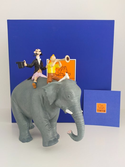 Moulinsart - Hergé - 玩具人偶 - Statuette Moulinsart 46910 - Les Cigares du Pharaon "Tintin et l'éléphant" - (1998) - 树脂/聚酯