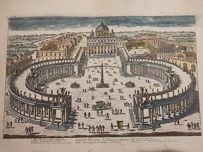 Europa, Kart - Italia / Roma / Vatikanet; Pierre Aveline - Saint Pierre du Vatican a Rome - 1681-1700