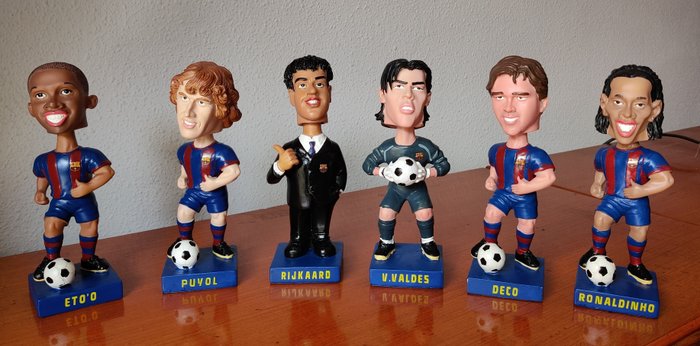 FC巴塞罗那 - 完整的 Bobble Heads 系列，包括巴塞罗那足球俱乐部、里杰卡尔德、V. Valdés、Eto´o、Pujol、 