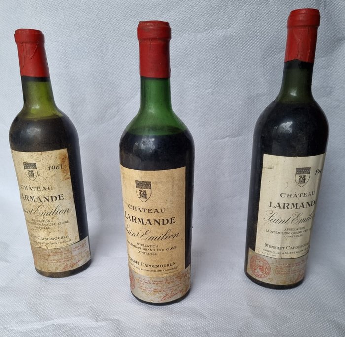 1961 Château Larmande (Belgium bottled) - Saint-Emilion Grand Cru Classé - 3 Flaskor (0,75L)