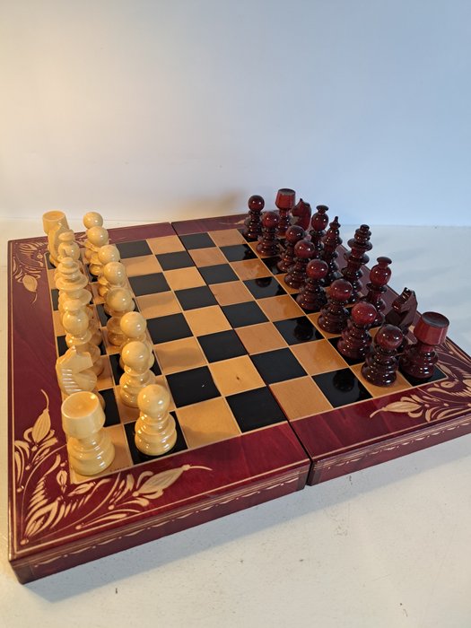 国际象棋套装 - Luxe OKWA Schaakspel [ king 9.5 cm.] & Backgammon - 木