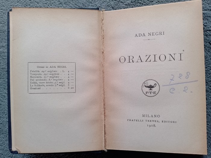 Signed; Ada Negri - Lot with 4 books - 1918-1930