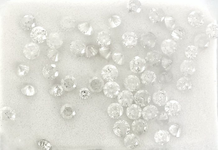 57 pcs Diamantes - 1.03 ct - Redondo - *no reserve* E to I Diamonds - I1-I3