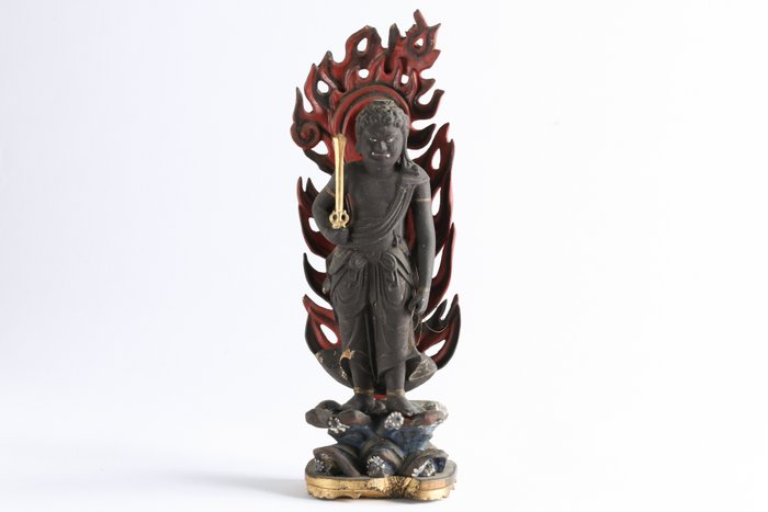 Fudo Myoo 不動明王 Acala Statue - Protector and Conqueror of Defilements - 木 - 日本 - 明治時期（1868-1912）