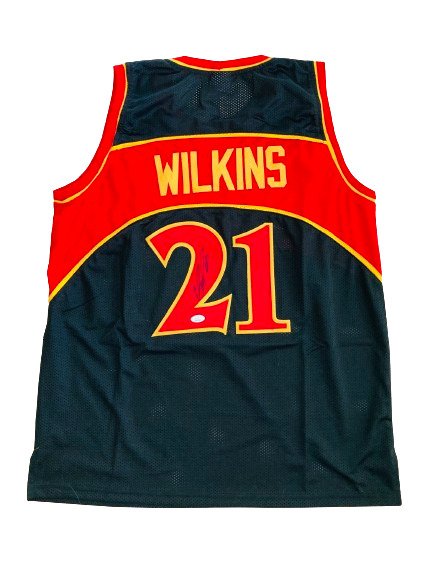 NBA - Dominique Wilkins - Autograph - 黑色訂製籃球球衣 