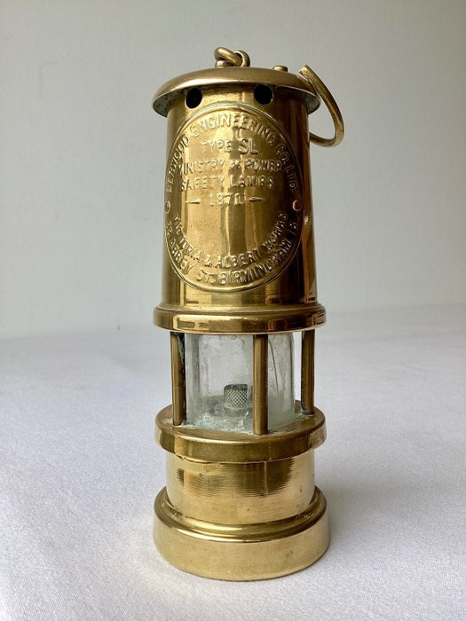 Minelamp __ Berwood Engineering CO.LTD. Type SL Ministry of Power  Safety Lampe  1871 - Öljylamppu - Valmistettu messingistä / pronssista, harvinainen pieni malli