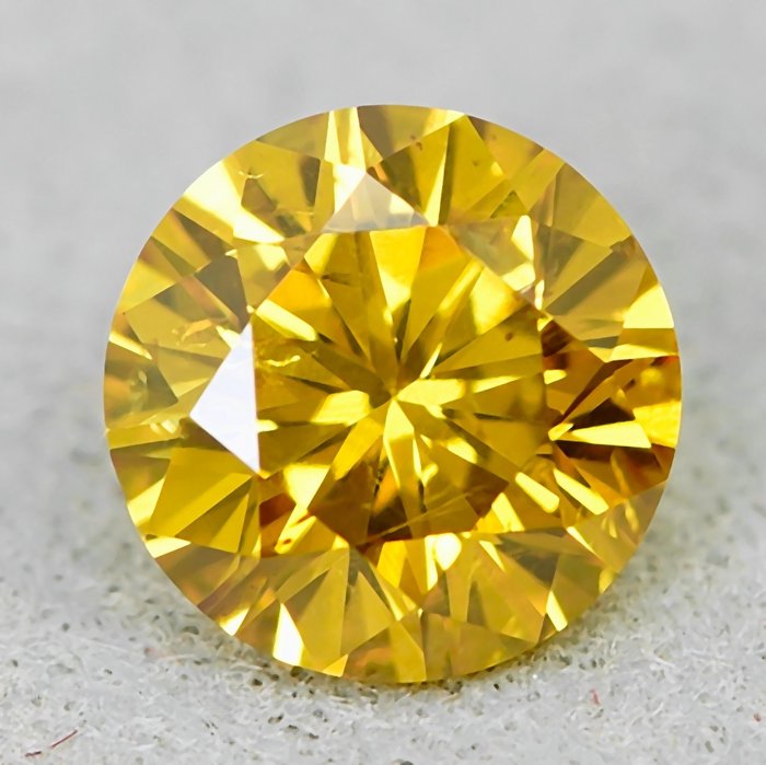 鑽石 - 0.33 ct - 明亮型 - Natural Fancy Vivid Orangy Yellow - Si2 - NO RESERVE PRICE