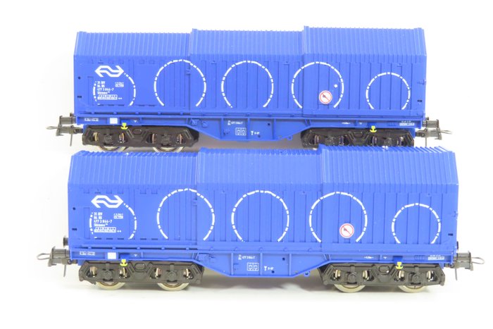 Roco H0 - 47426 - Model train freight carriage (2) - 2 Telescopic roof cars - NS
