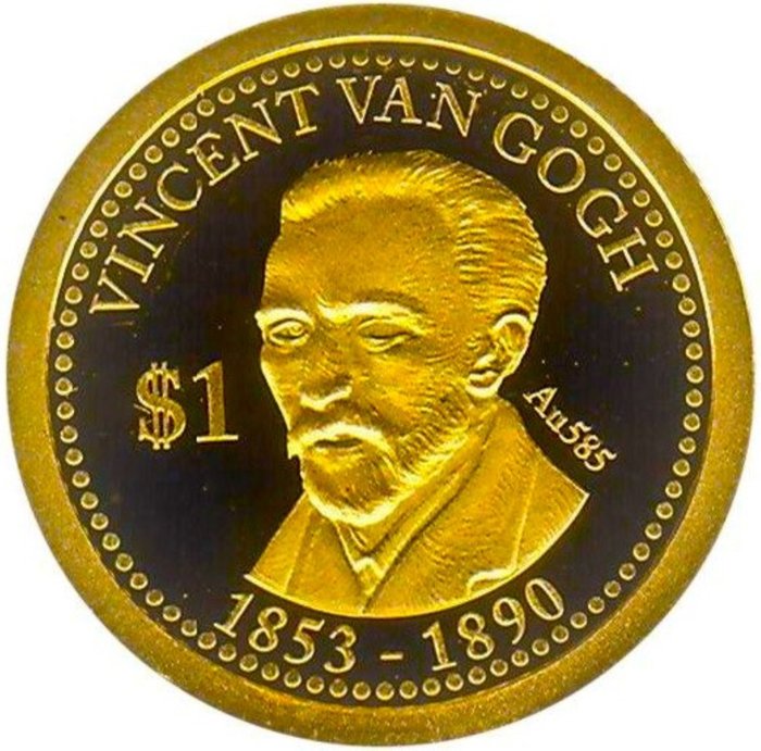 Cookeilanden. 1 Dollar 2013 "Vincent van Gogh", Proof