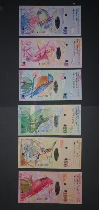 Bermudas. - 2, 5, 10, 20, 50, 100 dollars 2009 - SPECIMEN set - Pick 57s to 62s