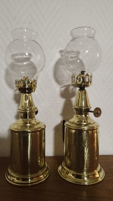 charles pigeon/gaudar - Lampe (2) - Standard - Glas, Kupfer, Messing