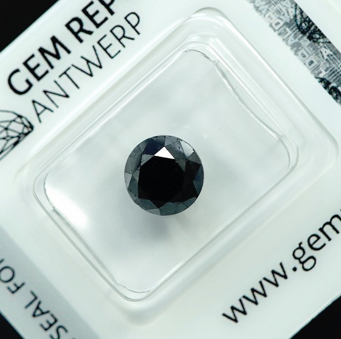 Diamant - 2.68 ct - Brillant - Couleur traitée, Black - NO RESERVE PRICE