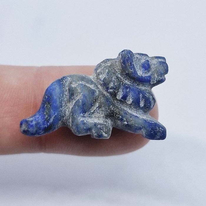 Baktria Lapis lazuli Talizman z Koralików Lwa - 18.2 mm