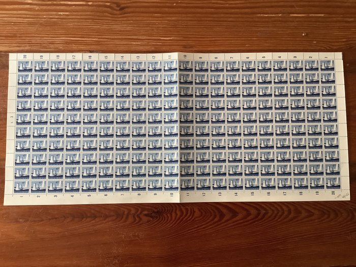 Nederland 1963 - Koeltorens staatsmijnen in compleet vel met plaatfouten - NVPH 792