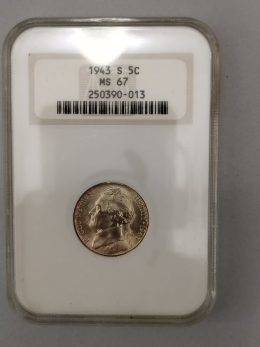 United States. Silver Wartime 5c Nickel 1943-S NGC MS67 SUPERB!