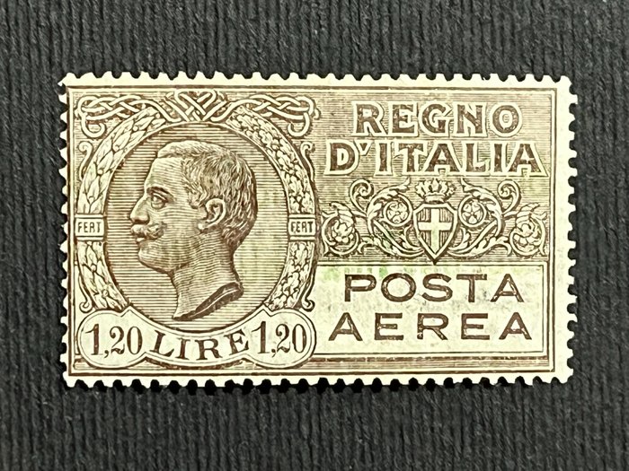 Regatul Italiei 1928 - Rar - Explorare polară Aeronavă NOBILE Italia 1928 - 1,20 lire poștă aeriană - Sassone IT A5