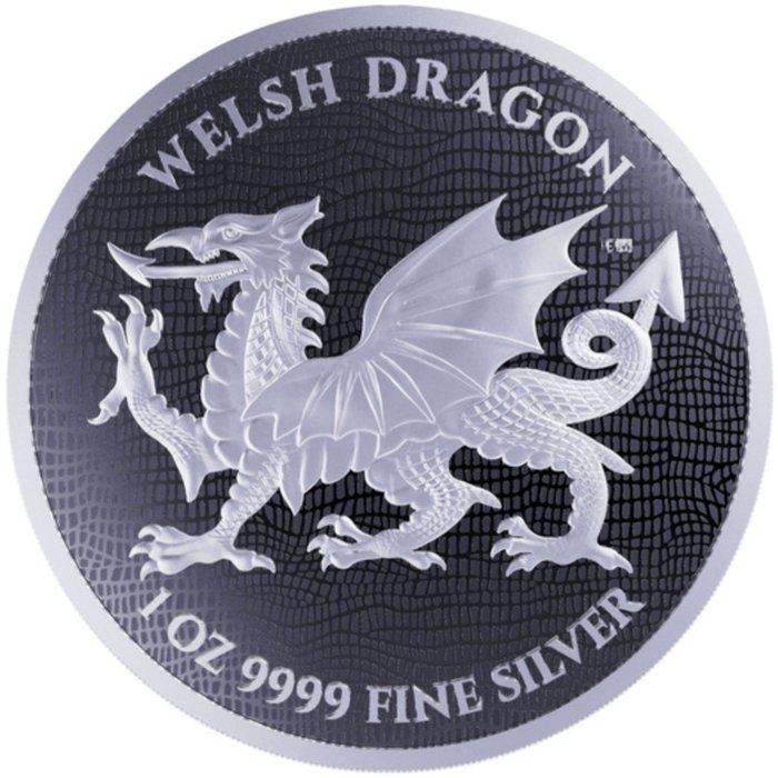 紐埃. 2 Dollars 2022 "Welsh Dragon", 1 Oz (.999)
