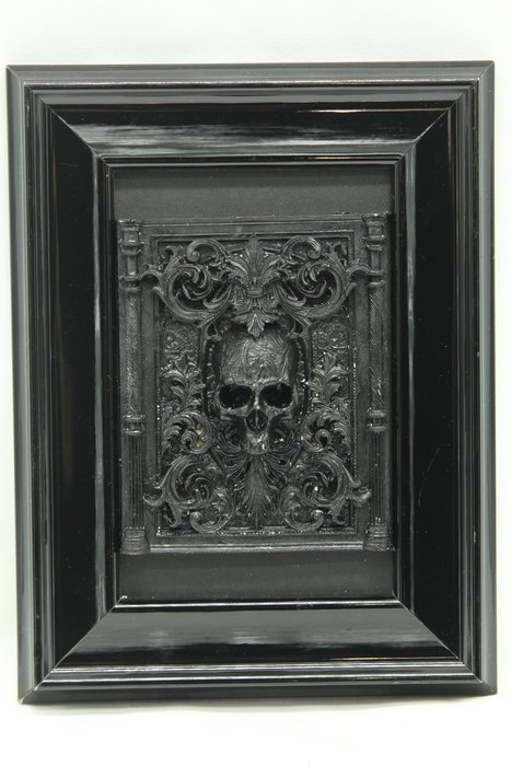 Wanddecoratie - Victorian skull in resin- framed - Frankrijk
