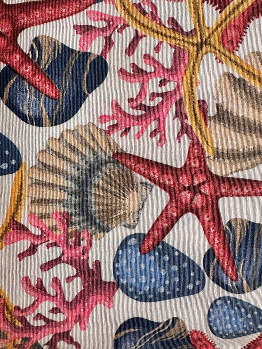 - Elegant marint mønstret stoff med dekor i full middelhavsstil - Tekstil