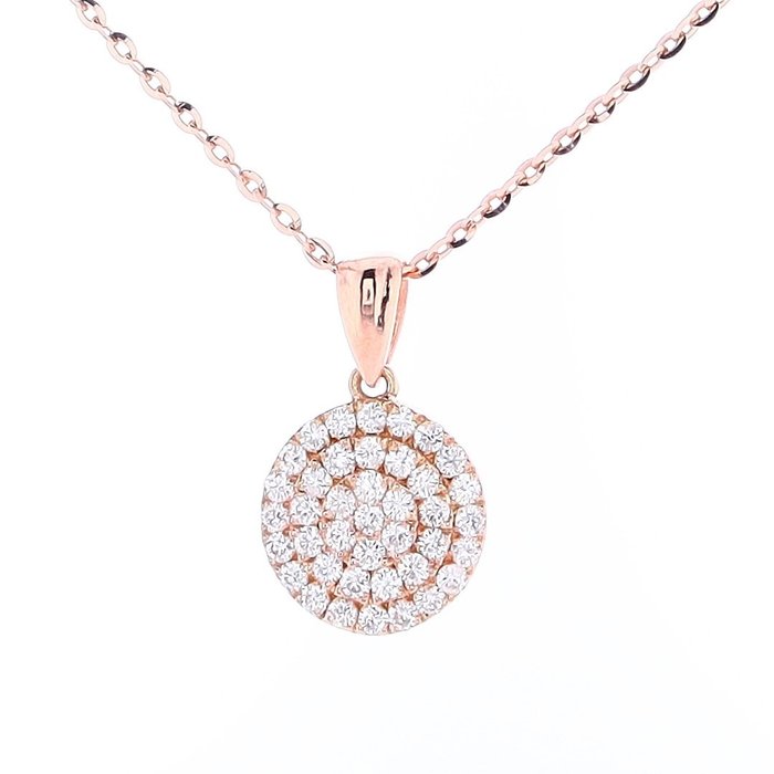 Fără preț de rezervă - 0.30 Tcw Diamonds pendant necklace - Colier cu pandantiv Aur roz Diamant  (Natural) 