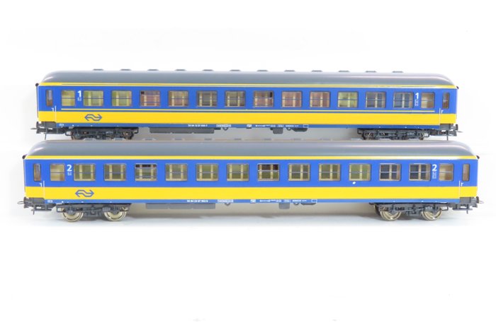 Roco H0 - 44764/44765 - Modellbahn-Personenwagen (2) - 2 ICK-Personenwagen 1. Klasse und 2. Klasse - NS