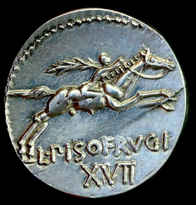 罗马共和国. Calpurnius Piso Frugi. Denarius Rome 90 BC