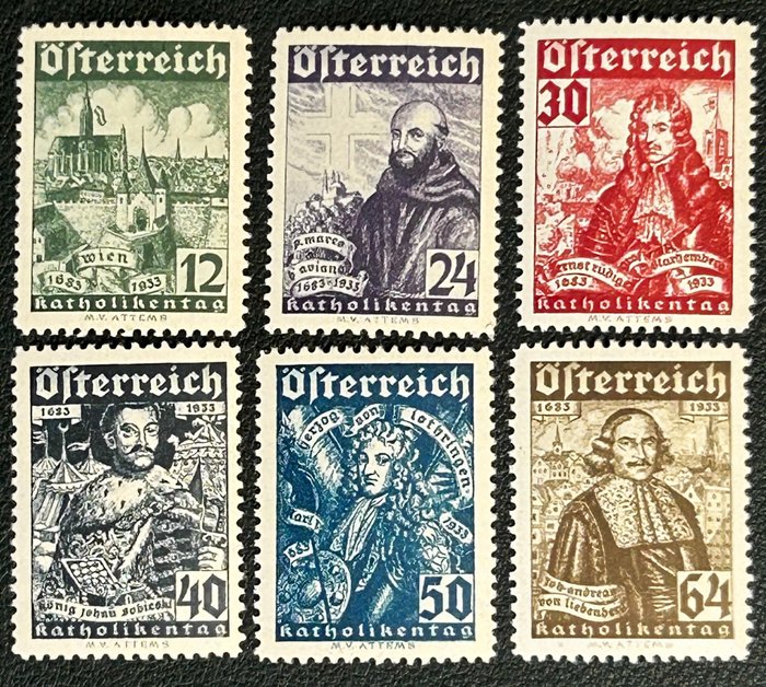 Österreich 1933 - Austria 1933 - postfrische Ausgabe "Allgemeiner Katholikentag" in guter Erhaltung Mi.Nr. 557 bis 562