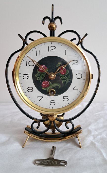 壁炉架时钟 - 台钟 - Orfac - 艺术装饰 - 玻璃, 钢, 黄铜色 - 1950-1960