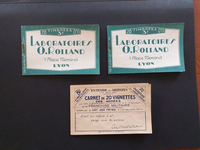 Frankrike 1920/1940 - ett set med 3 anteckningsböcker, 2 Rolland anteckningsböcker (n° 189-c2) och en ny F.M. - yvert 2023