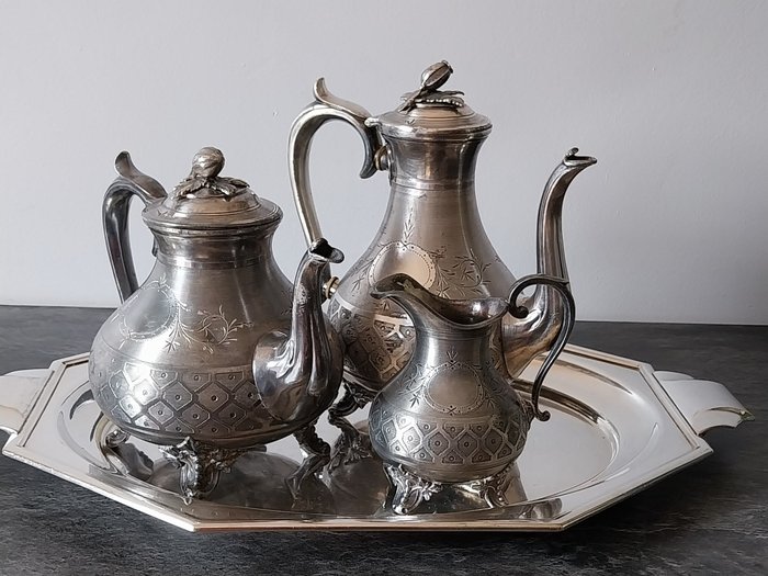Thomas Oliphant or Ollivant - Serviciu de ceai - Placat cu argint, E.P.B.M