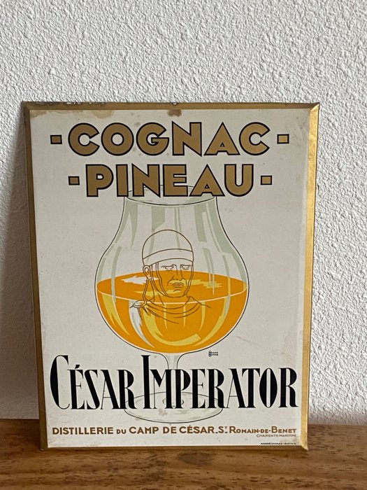 Cognac Pineau / César Imperator / André Dumas Royan - Plaque - Glacoïde