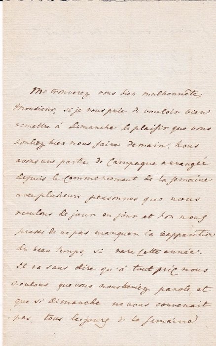 Victor-François de Broglie. Maréchal de France [Louis XVI] - Lettre autographe signée [une partie de campagne] - 1