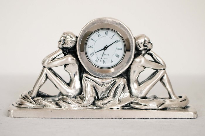 Relógio de lareira - Banhado a prata - 1980-1990