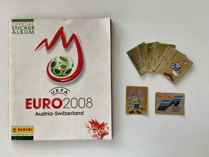 Panini - Euro 1992 + 2008 - 9 Bernies/badges + Complete Album