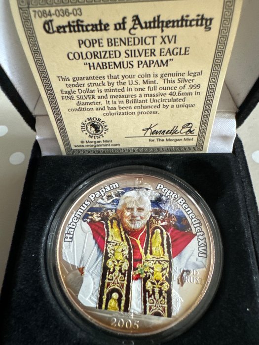美国. 1 Dollar 2005 'American Eagle - Papst Benedikt XVI', 1 Oz (.999)