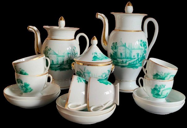 整套咖啡杯具 - Porcelaine de Paris Empire - 瓷器