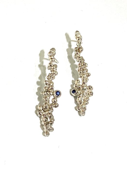 No Reserve Price Earrings - Silver Sapphire 