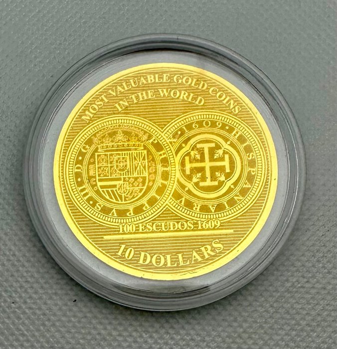 Salomonen. 10 dollars 2017 Spanien 100 Escudos 1609, 1/100 Oz (.999)