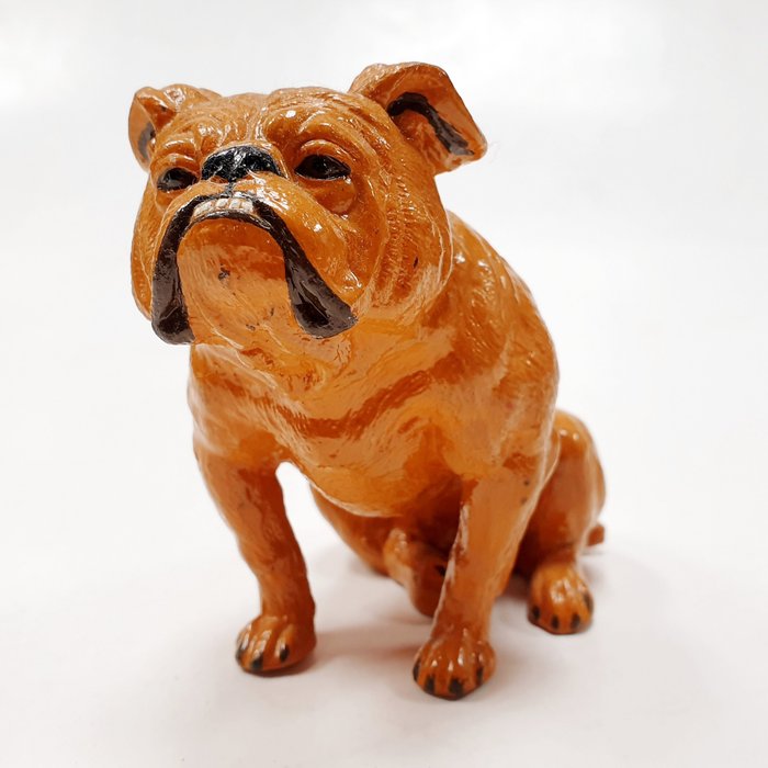 Skulptur, Figurine chien Bouledogue assis (bulldog) - 9 cm - Nürnberg leder