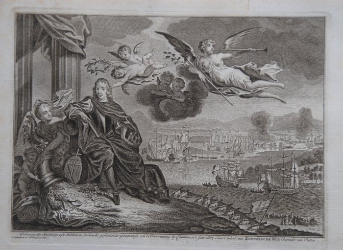 Simon Fokke (1712-1784) - de Overwinning by Chattam, in 't Jaar 1667