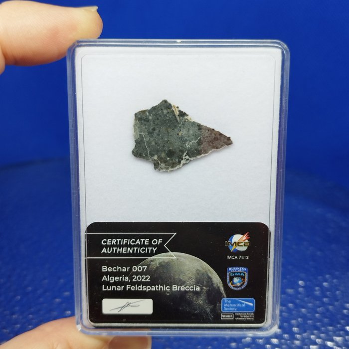 2.7厘米！正宗的月球陨石切片 - 长石角砾岩 -。 BECHAR 007（阿尔及利亚，2022 年）。无底价！！！ - 1.1 g