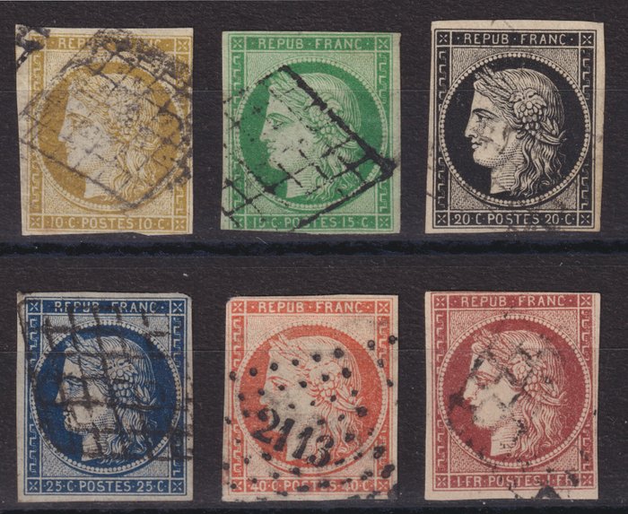 Frankrijk 1849/1850 - Schitterend lot uit de 1e serie Cérès, van nr. 1b tot nr. 6B inclusief gesigneerde variëteiten. Zie - Yvert