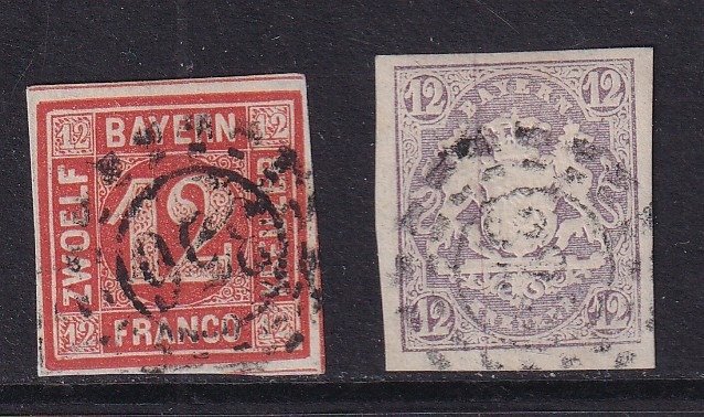 巴伐利亚 1848/1867 - 邮票的边缘很好。 - Michel: 6,18