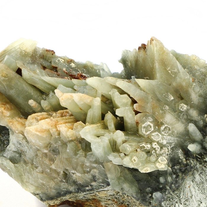 Prasio 石英 - Prasiolite 水晶簇 - 高度: 80 mm - 宽度: 66 mm- 172 g