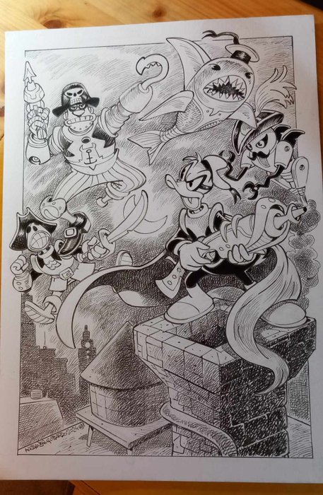Alessandro Gottardo - 1 Original drawing - Donald Duck - "Invasione di pirati spaziali" - 2024