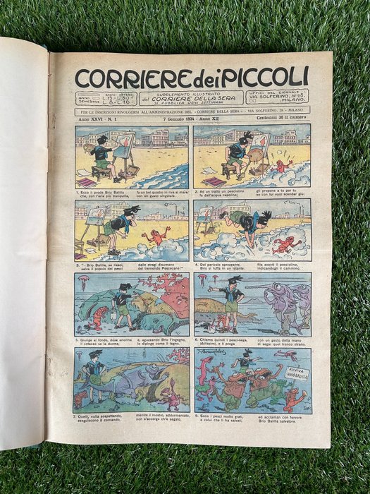 Il Corriere dei Piccoli Anno XII nn. 1/52 - annata completa - rilegata - 1 Czasopismo - Pierwsze Wydanie - 1934