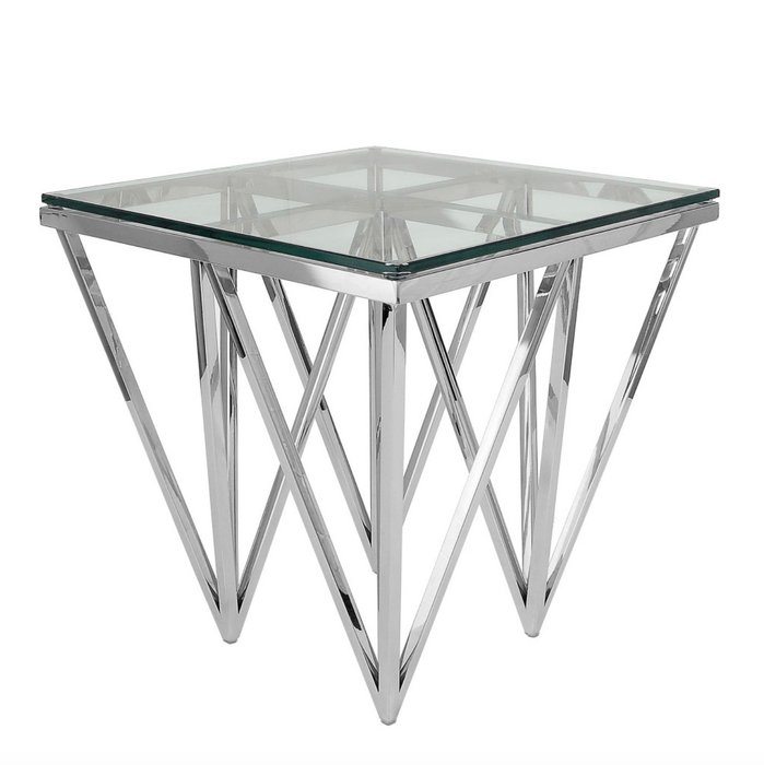 Side table - Glass, Chromed iron