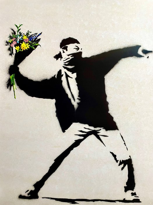 Banksy (1974) - Love Is In The Air (Flower Thrower) (2003)