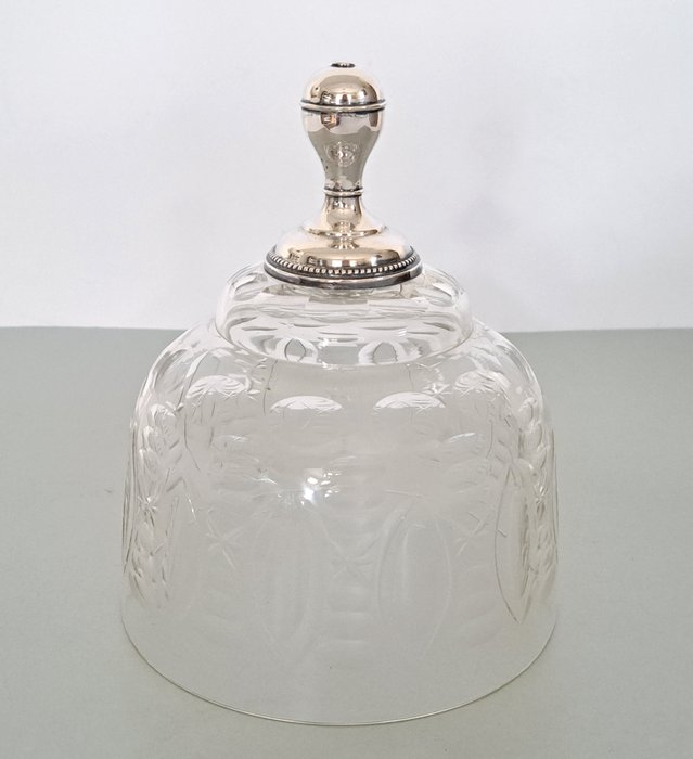 Πιάτο (1) - kristallen (kaas)stolp met zilveren knop - .833 silver, Κρύσταλλο