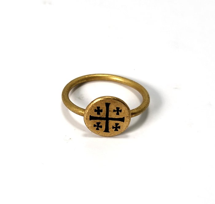 中世紀，十字軍時代 金色 戒指